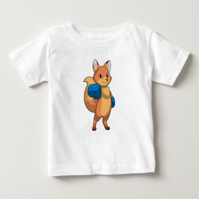 T-shirt Pour Bébé Renard en boîte avec gants de boxe (Devant)