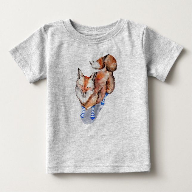 T-shirt Pour Bébé Renard en Chaussettes (Devant)