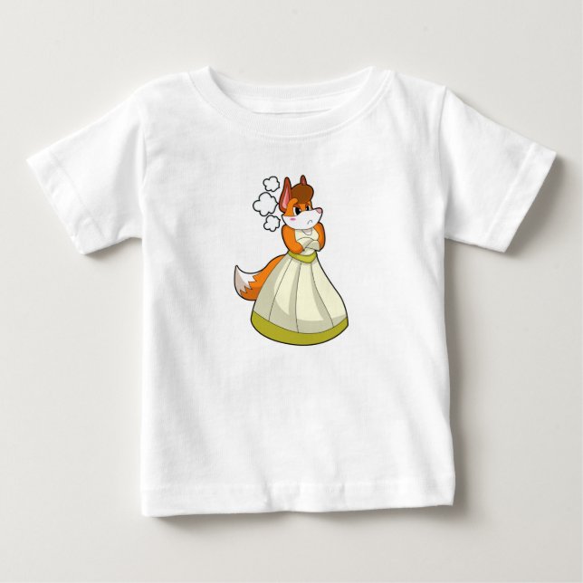T-shirt Pour Bébé Renard en mariée avec une robe de mariée.PNG (Devant)