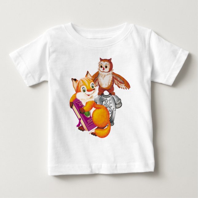 T-shirt Pour Bébé renard et hibou (Devant)