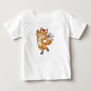 T-shirt Pour Bébé Renard mariée avec voile et cœur