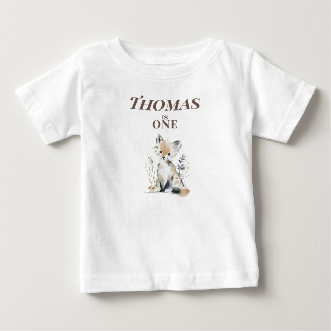 T-shirt Pour Bébé Renard personnalisé pour son 1er anniversaire (Devant)