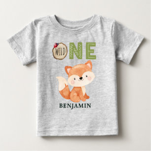 T-shirt Pour Bébé Renard personnalisé WILD ONE Woodland premier anni