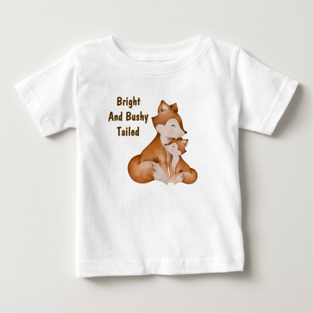 T-shirt Pour Bébé Renard Rusé Avec Sa Mère (Devant)