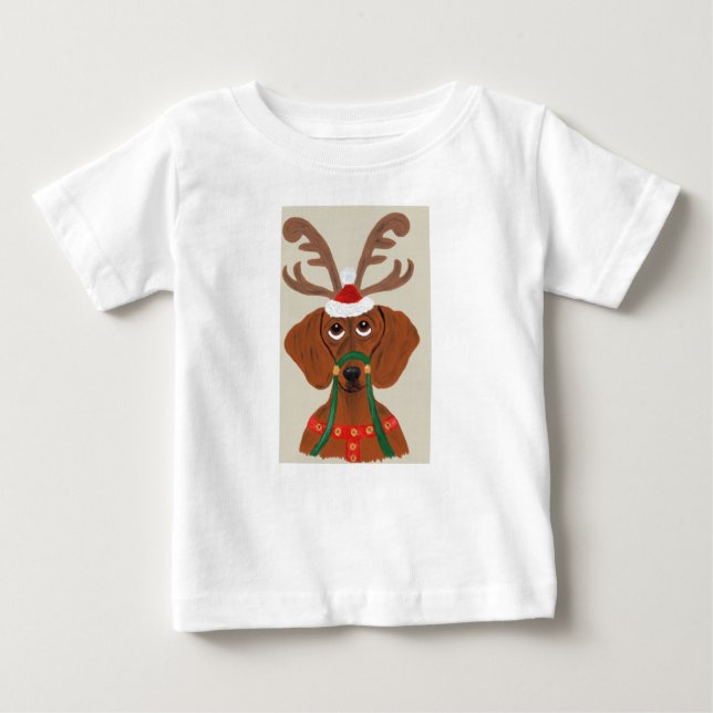 T-shirt Pour Bébé Renne de teckel (Devant)