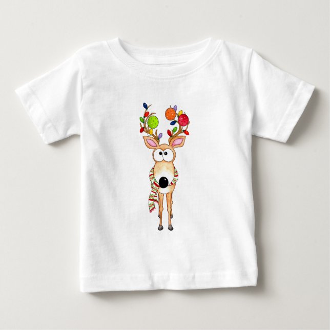 T-shirt Pour Bébé Renneau de Noël de pickleball (Devant)