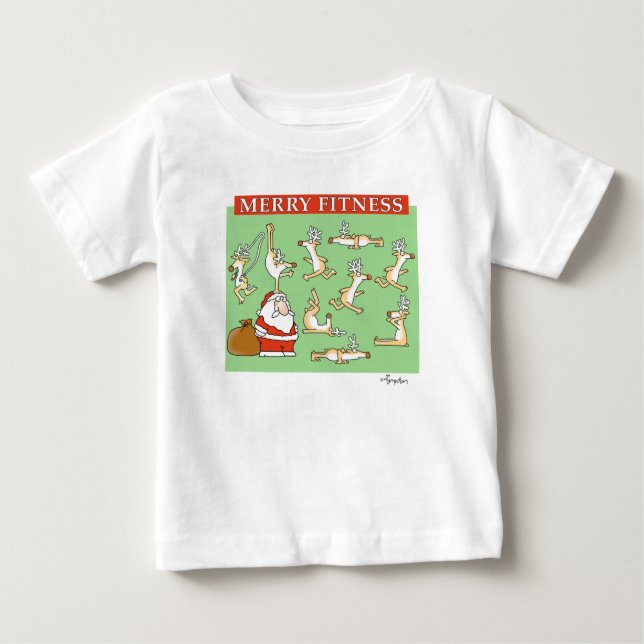 T-shirt Pour Bébé Rennes d'exercice Joyeux Fitness par Sandra Boynto (Devant)