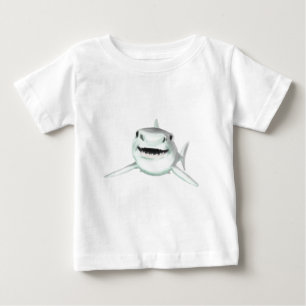 T-shirt Pour Bébé requin aquarelle souriant gris vert océan animal