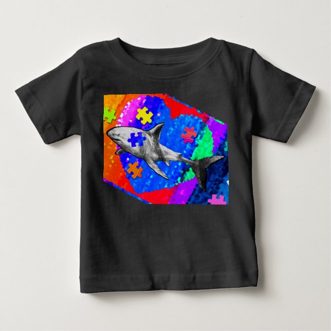 T-shirt Pour Bébé Requin autiste (Devant)