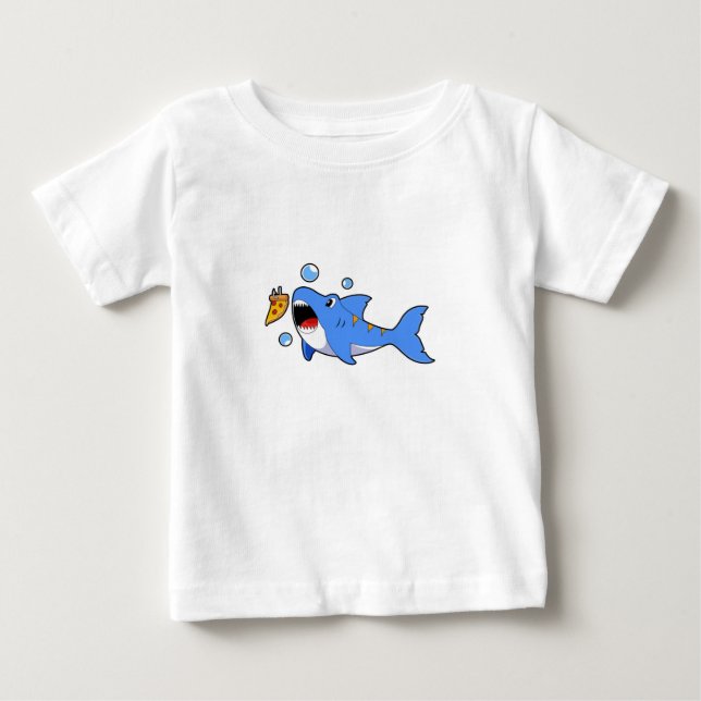 T-shirt Pour Bébé Requin avec pizza comme appât (Devant)