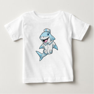 T-shirt Pour Bébé Requin comme infirmière avec manteau