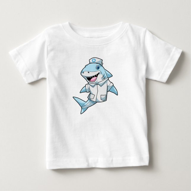 T-shirt Pour Bébé Requin comme infirmière avec manteau (Devant)