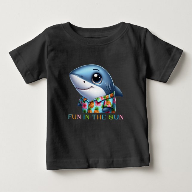 T-shirt Pour Bébé Requin en vacances (Devant)