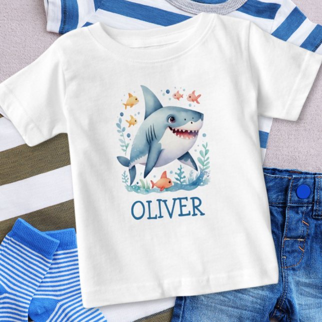 T-shirt Pour Bébé Requin mignon personnalisé (Créateur téléchargé)