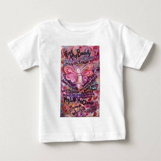 T-shirt Pour Bébé Ressentez ma beauté Ange du cancer rose rose (Devant)