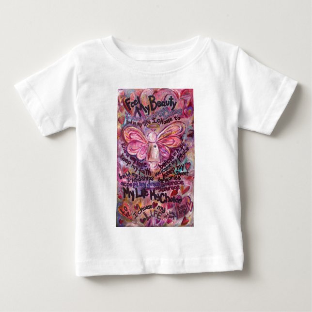 T-shirt Pour Bébé Ressentez ma beauté Ange du cancer rose rose (Devant)