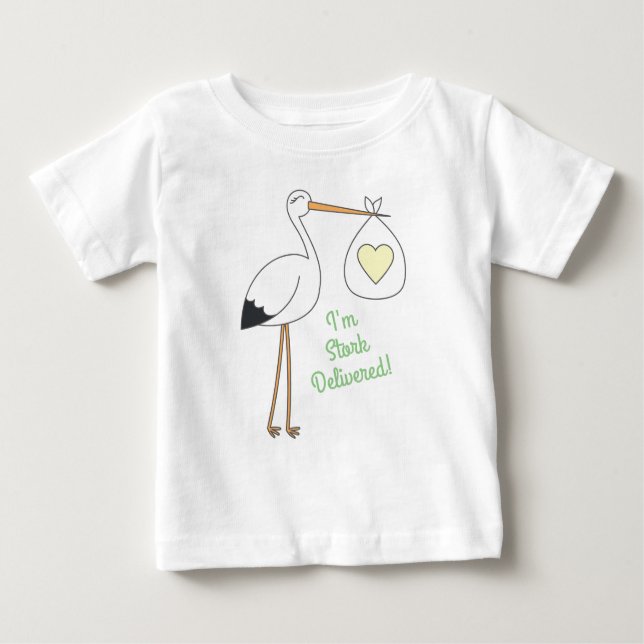 T-shirt Pour Bébé Ressort du Baby shower de cigogne (Devant)