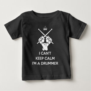 T-shirt Pour Bébé Restez calme Je suis batteur, je ne peux pas garde
