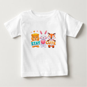 T-shirt Pour Bébé Restez Mignon Clair, illustration d'animaux coloré