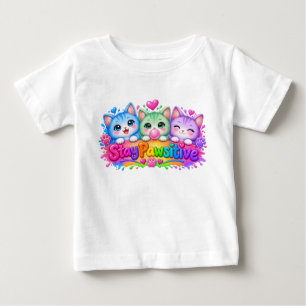 T-shirt Pour Bébé Restez Pawsitive Bébé Chatons Mignons