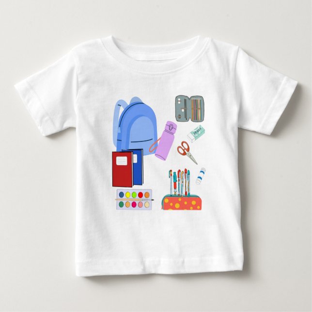 T-shirt Pour Bébé Retour à la collection de fournitures scolaires (Devant)