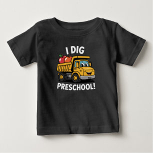T-shirt Pour Bébé Retour à l'école Je creuse un camion à benne présc