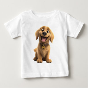 T-shirt Pour Bébé Rétreiver doré 3D – Chien gentil et mignon pour le