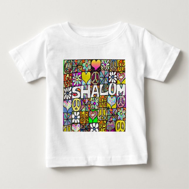 T-shirt Pour Bébé Rétro 60s Psychédélique Shalom AMOUR (Devant)