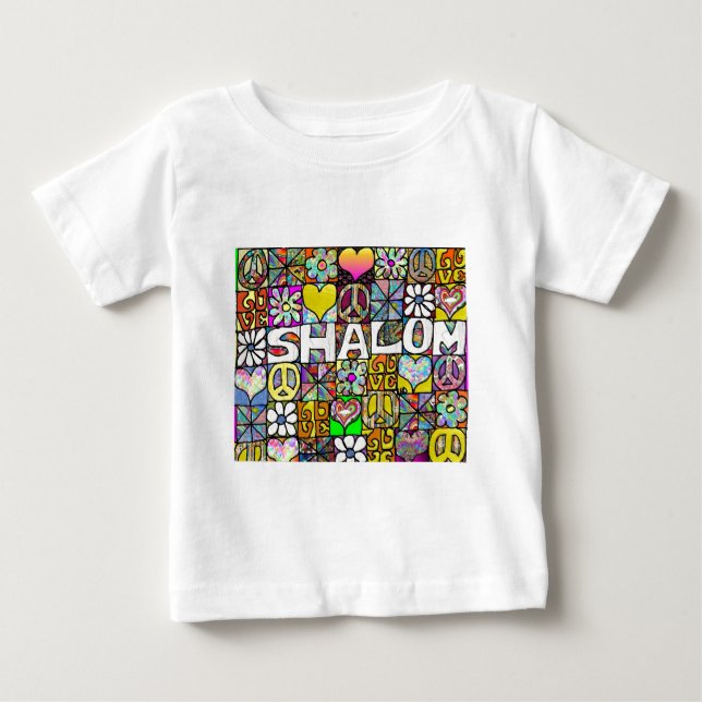 T-shirt Pour Bébé Retro 60s Psychedélique Shalom LOVE Vêtements Cade (Devant)