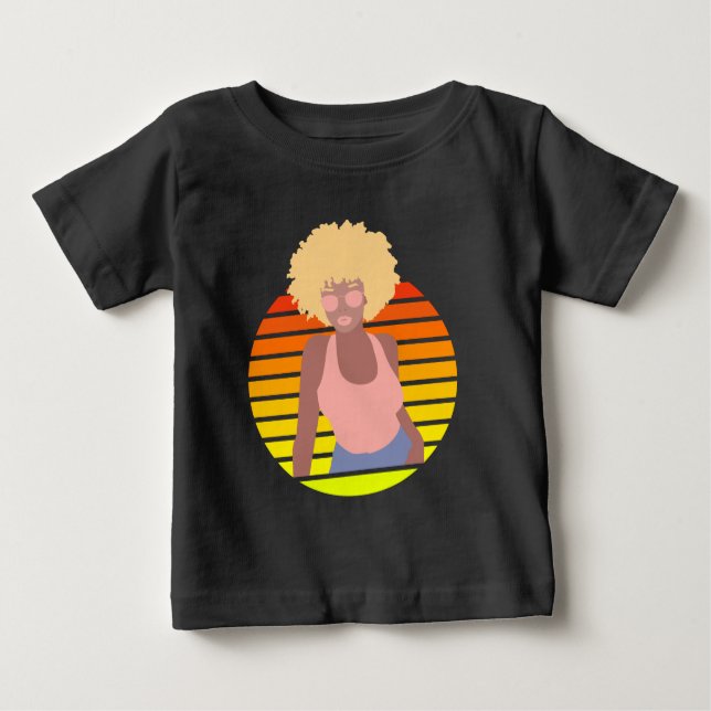T-SHIRT POUR BÉBÉ RETRO AFRO QUEEN - REINE AFRO-AMÉRICAINE (Devant)