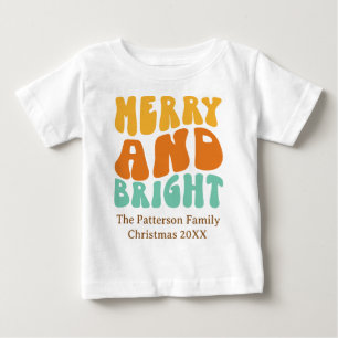 T-shirt Pour Bébé Rétro Couleurs Vives Enfant en Bas Âge Noël Joyeux