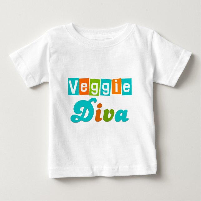 T-shirt Pour Bébé Rétro diva végétarienne (Devant)