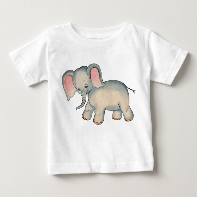 T-shirt Pour Bébé Rétro éléphant mignon (Devant)