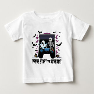 T-shirt Pour Bébé Rétro Gamer Halloween - Squelette Borne d'arcade