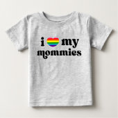 T-shirt Pour Bébé Rétro J'Aime Mes Mommies Queer Moms Arc En Ciel (Devant)
