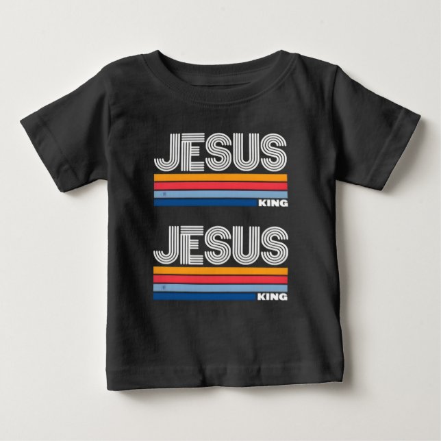 T-shirt Pour Bébé Rétro Jésus roi chrétien  (Devant)