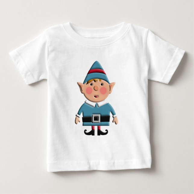 T-shirt Pour Bébé Rétro Noël mignon Elf (Devant)