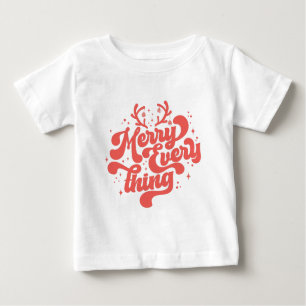 T-shirt Pour Bébé Retro Red White Merry tout Joyeux Noël