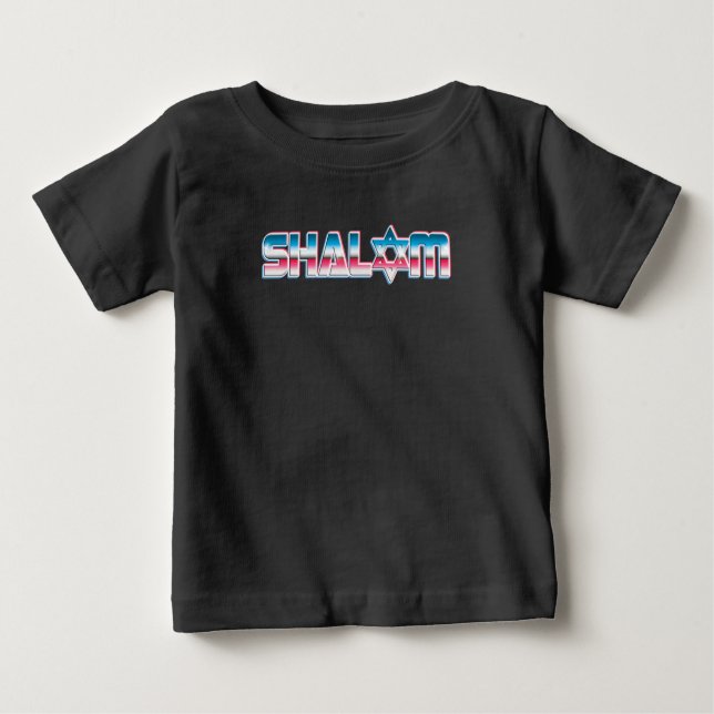 T-shirt Pour Bébé Retro Shalom Hebrew Peace & Harmony Cadeau juif (Devant)