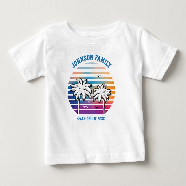 T-shirt Pour Bébé Réunion de famille à la plage Croisière personnali (Devant)