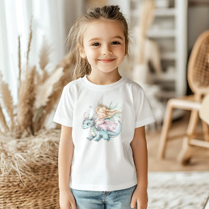 T-shirt Pour Bébé Rêve de Conte de Fées Dragon Rose Princesse Baby S
