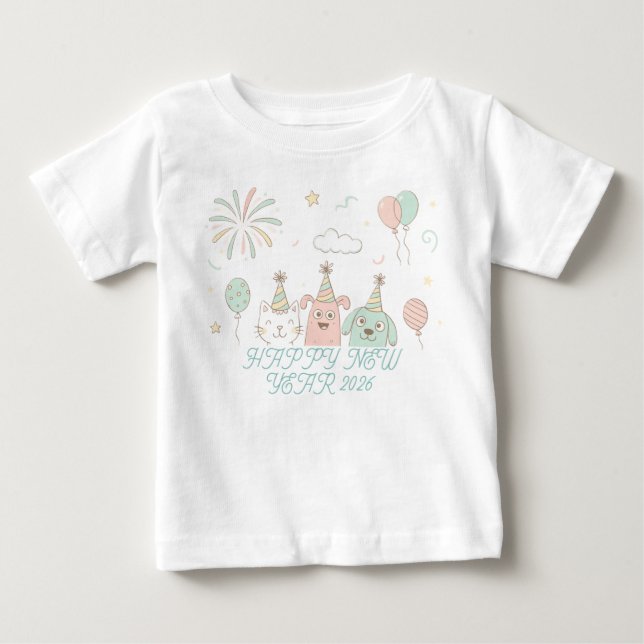 T-shirt Pour Bébé Réveillon Joyeux 2026  (Devant)
