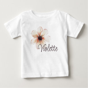 T-shirt Pour Bébé Révélation de bébé fille Violette Nouveau-né Fleur