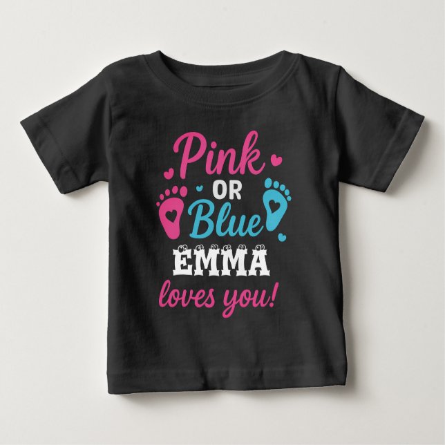 T-shirt Pour Bébé Révélation personnalisée du sexe de l'enfant Rose  (Devant)