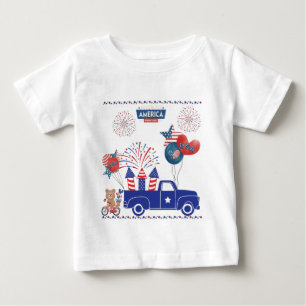 T-shirt Pour Bébé Rêves de feu d'artifice de liberté blanc