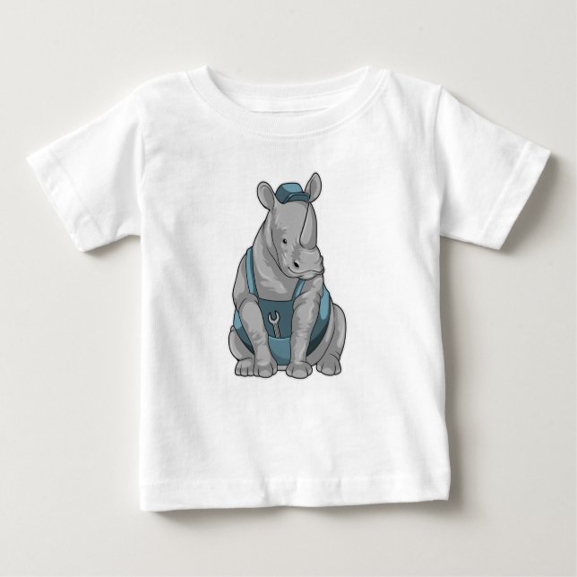 T-shirt Pour Bébé Rhino as Craftsman et Wrench (Devant)