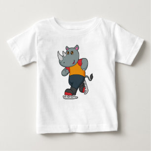 T-shirt Pour Bébé Rhino at Ice skating with Ice skates