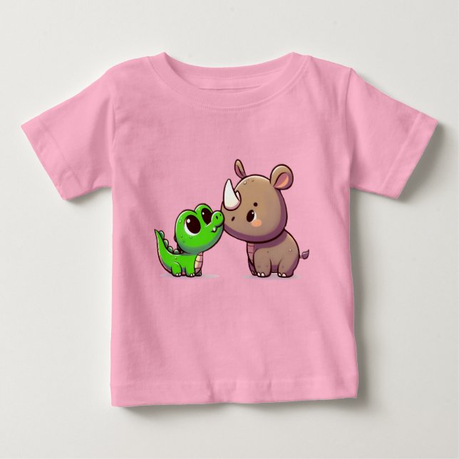 T-shirt Pour Bébé Rhino crocodile (Devant)