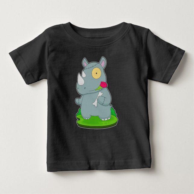 T-shirt Pour Bébé Rhino Halloween Zombie (Devant)