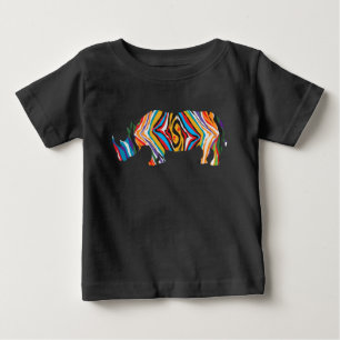 T-shirt Pour Bébé Rhinoceros dans un modèle zèbre psychédélique